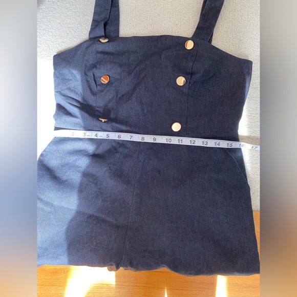 Miss Selfridge navy blue jumpsuit with gold button details size 8 - Picture 7 of 10